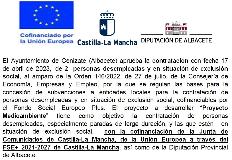 Contratación 17 de abril de 2023 de 2 personas desempleadas